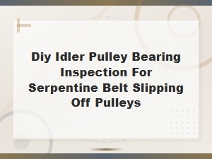 Diy Idler Pulley Bearing Inspection for Serpentine Belt Slipping Off Pulleys